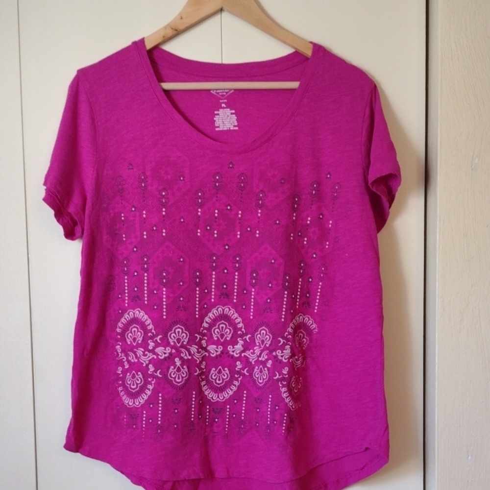 St. John's Bay Pink Boxy Embellished Short Sleeve T-Shirt